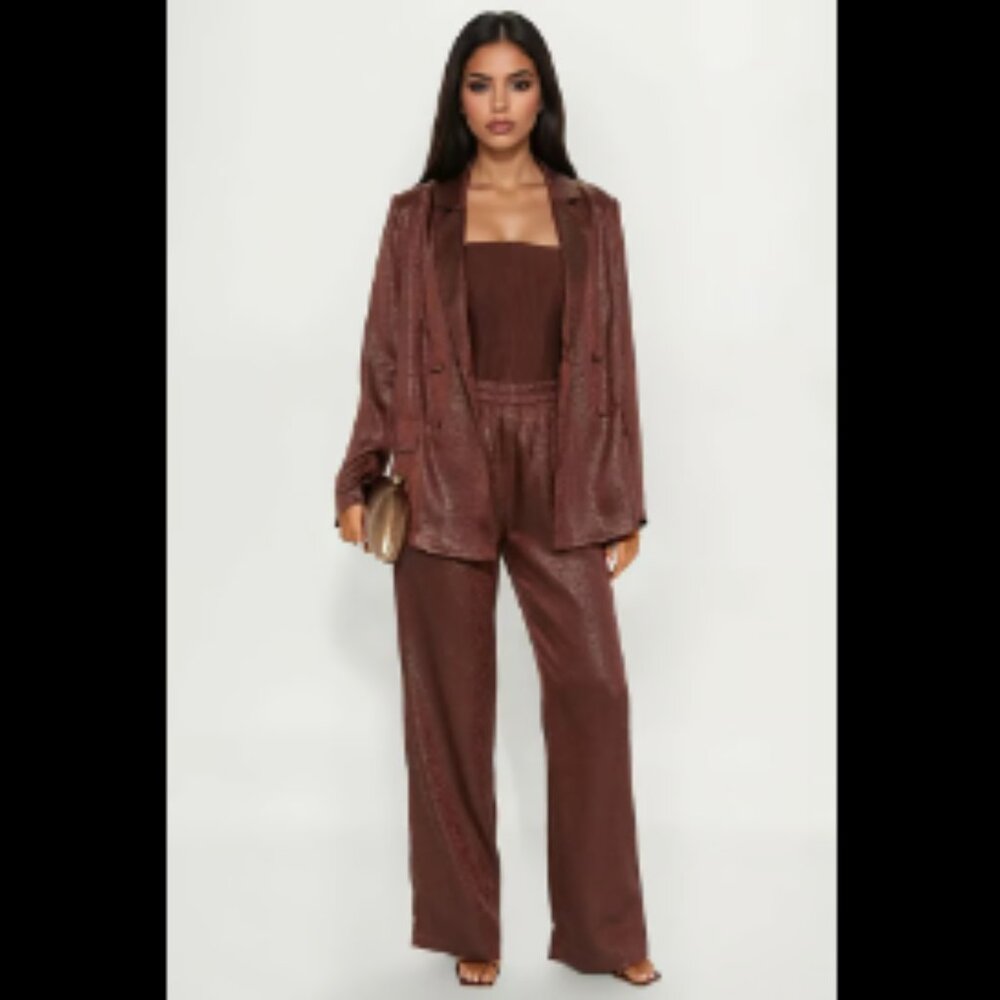 Fashion Nova Laurel Satin Blazer Pant Set - Picture 4 of 5
